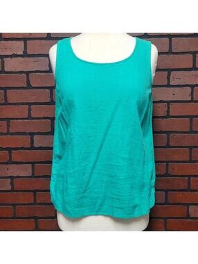 Ellen Tracy Linen Tank Top Size Medium in Kelly Green